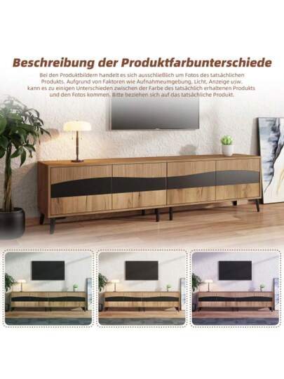 180*40*50cm TV Cabinet, Wood Zwart Splicing St Cabinet Cabinets, Living Room Support Legs, Recommended Load Capacity 30kg, Symmetrical Lowboard view 4