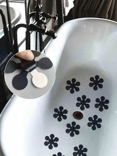 6/12/20Pcs Flower Shaped Bathtub Non-Slip Stickers – Adhesive Anti-Slip Decals For Shower, Bathroom Floor, And Stairs, Easy To Apply And Line-Dry Home Bathroom Decor Fall Decor Back To School