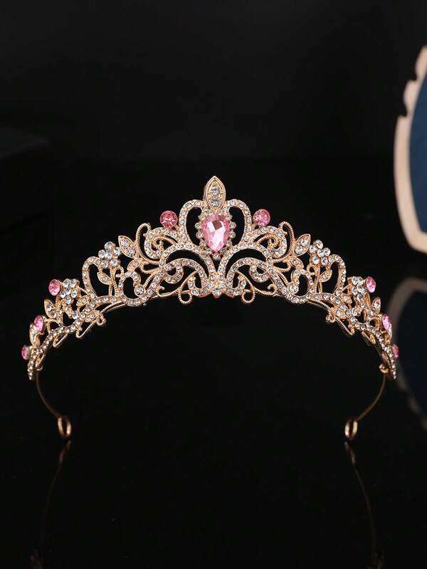 1pc European Baroque Crystal Crown, Suitable For Bridal Wedding Hairstyle, Birthday Gift, Princess Tiara Headpiece With Rhinestones, Elegant Headband Crown Accessory For Women