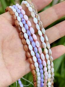 4x8mm Natural Oval Seashell Beads, Pink & White Color, Glossy Finish - Great For DIY Bracelets, Earrings And Jewelry Making Supplies