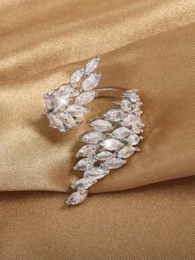 1pc Elegant Cubic Zirconia Winged Eye-Shaped Decor Open Ring, Suitable For Women's Daily Wear