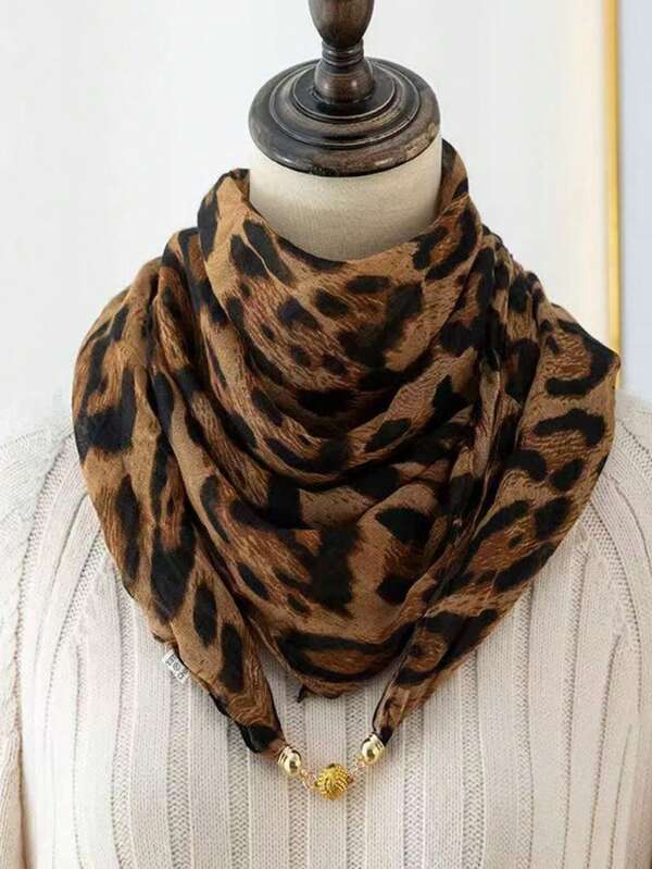 1 szt. Poliestrowy szalik w kontrastowym kolorze ombre vintage z zapięciem magnetycznym, ciepły szal na szyję