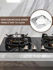 1 Peça Bandeja de Gotejamento para Fogão a Gás, Revestimento Quadrado de Queimador de Gás em Aço Inoxidável, Tampa do Forno Revestida de Folha de Alumínio para Capturar Óleo, Gordura e Respingos de Alimentos