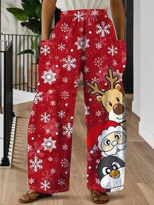 Fashionable Casual Vacation Style Elegant Women's Versatile Slim Fit Outdoor, Home, Travel, Work Pants, Christmas New Arrival Cute Loose Women Long Pants