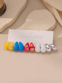 70 قطعة من طقم أقراط بشكل قطرات الماء الملونة، مناسبة للاستخدام اليومي والعطلات، إكسسوار يرفع المزاج