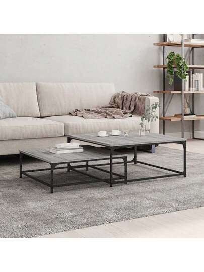 VidaXL Piece Tafel Set, Processed Wood, Gray, Sonoma Oak