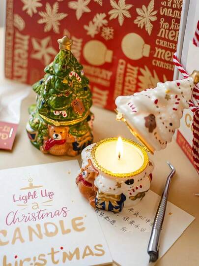 Creative Bear Wishing Tree Ornament, High-End Candle Holder Decor, Practical & Cute Gift