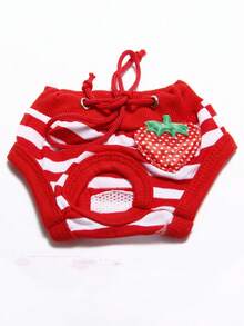 3pcs/1pc Reusable Female Dog Physiological Pants, Cute Strawberry Striped Leak-Proof Design, Heat Period Interference Underwear, Breathable Pet Diaper Shorts, Suitable For Dogs & Cats | Ideal For Temperature Regulation And Urinary Incontinence - Multicolor - View 16
