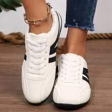 Women Classic Retro Gum Sole Fashion Sneakers Chunky Shoes For Outdoor Office Work Walking Travel Sport Tennis Shoes Four Season - 白色 - 查看 8