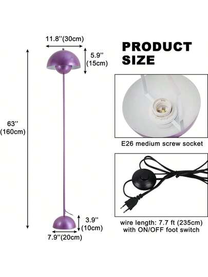 Alpinaluz Nordic Vloer Lamp Paars Inspiration "Flowerpot" Parabolic Base E27 Socket Living Room Dining Bedroom view 4