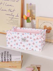 1pc Cute Storage Basket With 3D Bow Lace Decor, Desktop Organizer Basket For Makeup Brushes, Skincare Products, Desktop Decor, Cosmetic Organizer, Portable Picnic Basket, Valentine's Day Gift, Bathroom Storage Basket - Multicolor - View 17