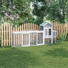 123" Wooden ChickenCoop With Nesting Box, Large Chicken Run With Waterproof, Sliding Tray & Ramp, Hen House Poultry Cage For Backyard, Farm(Ship In Boxes) - white&Gray - 查看 5