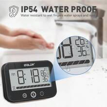 - Reloj de ducha digital LCD resistente al agua, resistente al agua, reloj de bao, soporte de pared, dos ventosas, muestra el tiempo, la temperatura y la humedad relativa interior 1, blanco - 1 + Negro - Ver 4