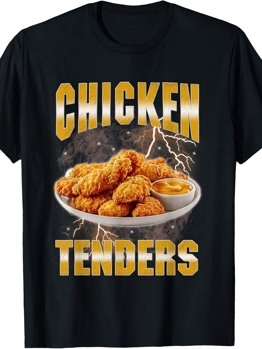 Chicken Tenders Lover Meme Funny 90s Bootleg Graphic T-Shirt - 款式14 - 查看 1
