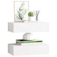 vidaXL 2 Stück Wandregale Mit Schubladen, Weiß, 40x23,5x10 Cm, MDF - White - View 4