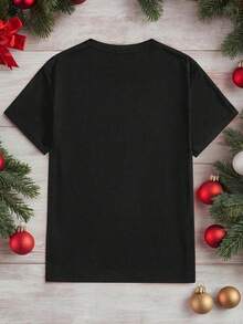 Camiseta de manga corta con cuello redondo para hombre, con motivos navideños, diseño de Papá Noel y renos, estilo casual y holgado, ambiente festivo y a la moda. - Verde militar - Ver 4
