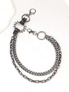 1 قطعة سلسلة معدنية بطراز رجعي شيك بطابع بانك روك وهيب هوب للخصر، سلسلة شخصية مناسبة للرجال، إكسسوار بنطال معدني عصري للصيف والمدرسة والخريف والشتاء، مناسب للمراهقين والشباب والرجال للاستخدام اليومي والخارجي والرياضي والعطلات والهدايا لعيد الميلاد والتخرج، بتصميم عتيق وكلاسيكي للموضة الحضرية في فصل الخريف والشتاء