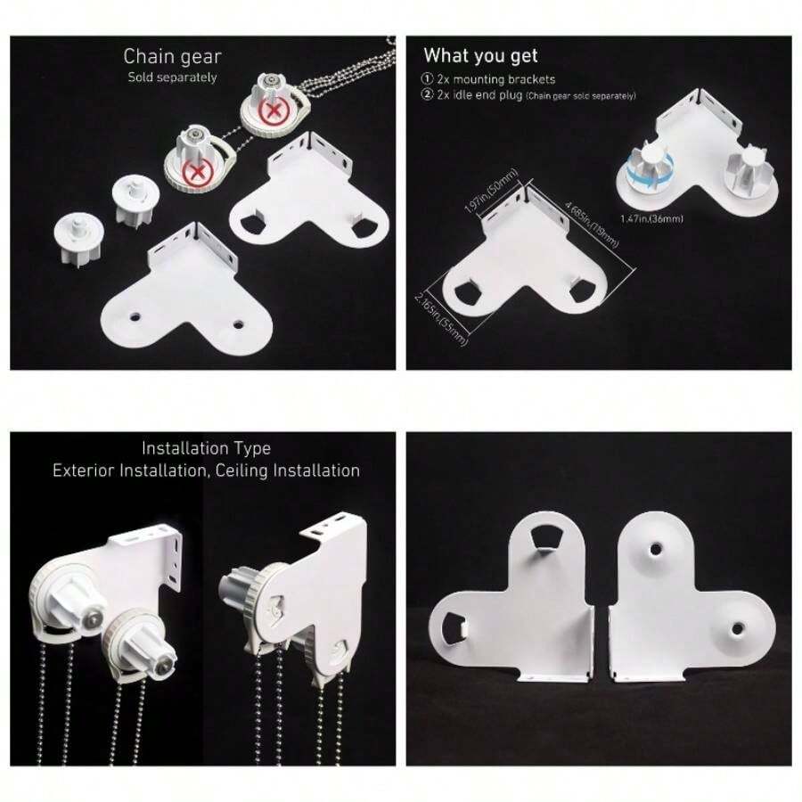 Soportes de doble rodillo para persiana enrollable, soporte de montaje doble - 12An x 12Al cm - Ver 1