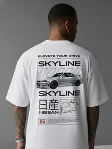 Brian O'Conner StreetWear Skyline GT-R R34 Sports Car Men's Basic T-Shirt - White - View 1