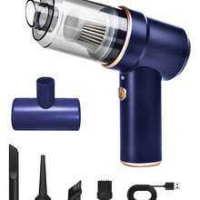 YUQING.FC. Aspiradora De Mano Para Coche Multifuncion 5 In1 Recargable aspiradora mano coche multifuncion 5 en 1 recargable succion potente accesorios boquilla estrecha cepillo filtro lavable bateria litio cable USB para carga facil limpieza interior vehiculo hogar oficinas y zonas de dificil acceso - Azul - Ver 1