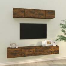vidaXL 4-teiliges TV-Schrank-Set, Räuchereiche Holzwerkstoff - Giallo - Visualizzare 1