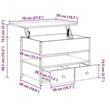 vidaXL Couchtisch Sonoma-Eiche 70x50x50 cm aus Holzwerkstoff und Metall