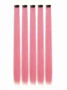 5 件/套粉色夹式接发，女性化合成接发，无需去沙龙即可搭配各种发型，适合日常使用和派对 - 藕粉色 - 查看 8