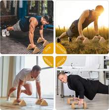 Push Up Bars With Thickened Soft Plastic Handle Stable Non-Slip Base Floor Strength Training Pushup Stands For Home Gym Fitness - G: All Wood - View 9