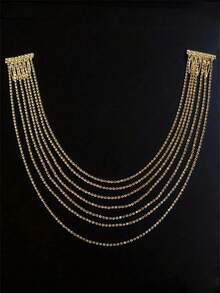 优雅闪耀的多层流苏水晶发链，奢华珠宝配饰，适合女士晚礼服、宴会、舞会、婚礼、发饰、派对造型、准新娘等场合。 - 金色 - 查看 5