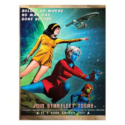 Affiche sur canevas de recrutement de la Flotte Stellaire - Art mural sans cadre pour la maison, la chambre, le salon et plus