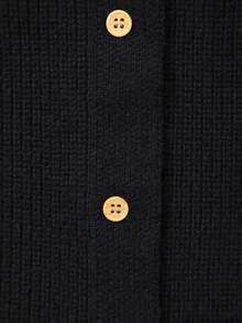 Tween Girl Peter Pan Collar Fashion Front Button Knit Embroidered Floral Decor Cardigan - Black - View 8