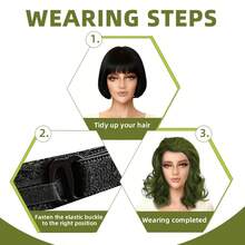 Retro Green Short Curly Wig, Vintage Wavy Style Fashion Personalized Cosplay Headpiece, Suitable For Halloween Party And Festivals - Olive Green - View 5
