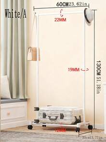 1pc Large Capacity Approx. 130cm Tall Ins Girly Luxurious Black (White) Metal Double Rail Floor Clothes Rack With Flexible Swivel Casters & (Single) Dual-Layer Hanging Rod + Bottom Storage Shelf, Convenient To Move And Sturdy Support, Top Layer Can Easily Hang Silk Robes, Lace Loungewear And More, Bottom Storage Shelf Can Neatly Store Fabric Storage Boxes, Elegant Gift Boxes, And Place Scented Candles, Plush Slippers Etc. - Multicolor - View 5