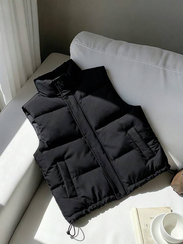 Colete Acolchoado de Algodão Acolchoado Grosso para Mulheres, Jaqueta de Inverno, Fleece