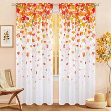 - Cortinas de otoo para sala de estar, cortinas de Accin de Gracias de 84 pulgadas de largo, juego de 2 paneles de cortina de ventana de hoja de arce para recmara, cortinas de tratamiento de - Poliéster + 52″ de ancho x 84″ de largo - Ver 3