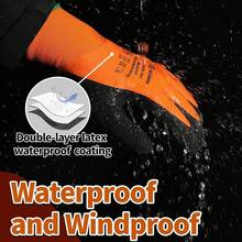Schwer Waterproof Winter Work Gloves, ANSI A2 Cut Resistant Freezer Gloves For Outdoor Cold Weather Keep Hands Warm, Thermal Insulated Gloves For Shoveling Snow, Ice Fishing, Super Grip, L - Winter Orange - View 4