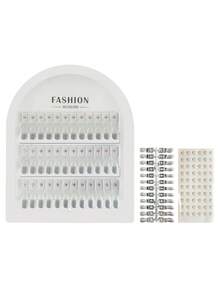 Diagramă magnetică de culori pentru unghii cu bandă de testare detașabilă pentru nail art, placă de afișare acrilică în formă de migdală pentru realizarea de mostre de unghii. - alb - Vizualizare 6