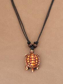 SUPBORA 1pc Fashionable Retro Turtle Pendant Adjustable Necklace, Vintage Sea Turtle Pendant Necklaces Suitable For Women Men Daily Wear Jewelry Gift - Brown - View 7