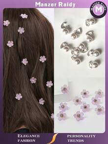 1/10/20 件水晶花发夹，夏季海滩辫子发饰，女士日常或学校佩戴，派对造型 - 紫色 - 查看 12