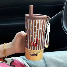 1pc 316 Stainless Steel Insulated Water Bottle, Large Capacity, High-End Design With Handle And Straw - Multicolor - View 7