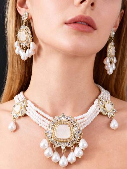 ヴィンテージ フレンチパレス スタイル ウォータードロップパール ペンダントネックレス、ユニークデザイン、繊細なラグジュアリー、多用途なレトロネックレス