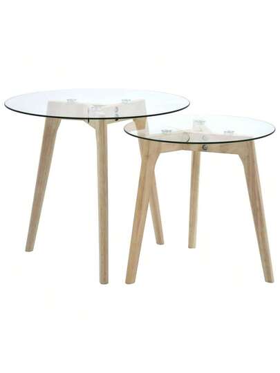 VidaXL Piece Side Tafel Set Tempered Glass