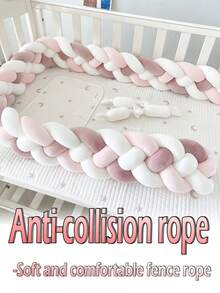 1pc Newborn Baby Bed Rail Soft Bumper Pad, Child Crash Pad, Braided Crib Guardrail - Multicolor - View 1