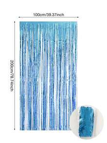 1/2/3/4/5/6pcs Light Blue Glitter Tinsel Foil Fringe Curtains - Metallic Holiday Photo Booth Backdrop For Birthday Mermaid Ocean Pool Frozen Theme Shower Wedding Party Streamers Decor,Christmas - Baby Blue - View 10