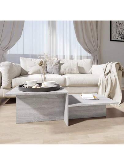 VidaXL Coffee Tafel 111.5x50x33 Cm Processed Wood Grijs Sonoma Oak