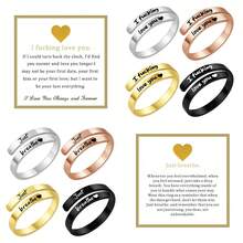 1pc Stainless Steel Inspirational Ring With Postcard, Spiral Wrap Open Band Jewelry, "Just Breathe" Heart, "I Love You" Couples, Engraved Letter Rings, Best Friend, Self-Worth Motivational Holiday Gift, Suitable For Men's Daily Wear