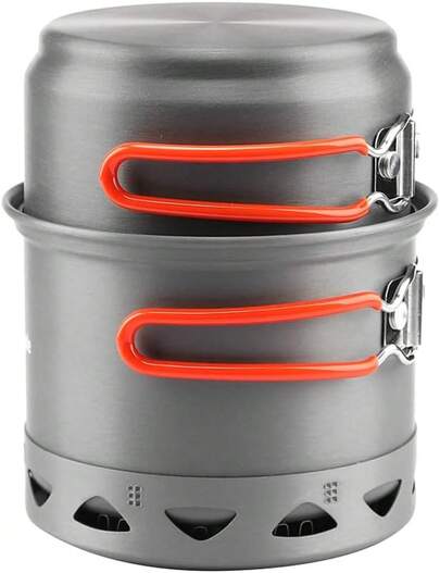 Fire-Maple FMC-207 Camping Kochgeschirr Set mit Mini Gasbrenner und Windschild – Leichtes Outdoor Kochset für Wandern, Trekking, Camping