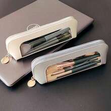1 Pc Transparent Makeup Brush Bag, Portable Cosmetics Storage Bag, Suitable For Daily Travel, Travel Storage Bag, Zipper Storage Bag, Organization Bag, Multifunctional Storage Stationery, Zipper Storage Bag, Organizing Bag, Portable Cosmetics Storage Bag Versatile Daily Wear Accessory For Women Makeup Bags Travel Essential Gifts Stocking Stuffers, Travel Essential, Travel, Valentine's Day, Room Decor, Purse Essentials, Makeup Bags For Women, Purse Essential Items, Cruise Essential, Designer Handbags, Basics, Vanity Essentials, Room, Cute Makeup Bag - Màu be - Xem 7