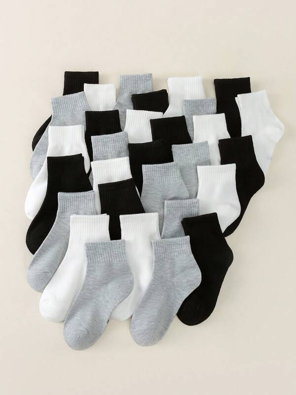 5/10/20 pares aleatorios de calcetines para niños, calcetines de unicolor para niños y niñas, para las cuatro estaciones, sencillos y de ocio, para deportes, diarios y viajes a la escuela con calcetines de media caña para niños.