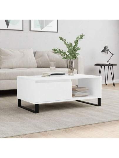 VidaXL Coffee Tafel 90x50x36.5 Cm, Finished Wood, Wit